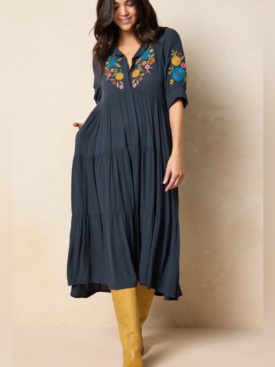 NATURAL LIFE Dresses & Skirts - NEW Natural Life Rebecca Embroidered Midi Dress size xl